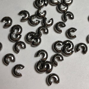 50 Pieces of Stainless Steel Crimp Covers - Crimps, Crimp Beads, Jewelry Finishers, 5mm Round, Silver Color, 2.5mm Thick