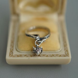 Oryginalny srebrny pierścień z zawieszką Little Devil Heart Charm, 925, otwarty, 912