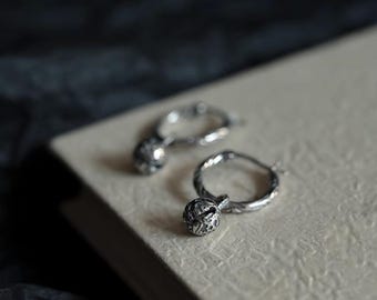 Sterling Silver S925 Original Design Silver bell dangle Hoop Earrings Perfect birthday event gift 921