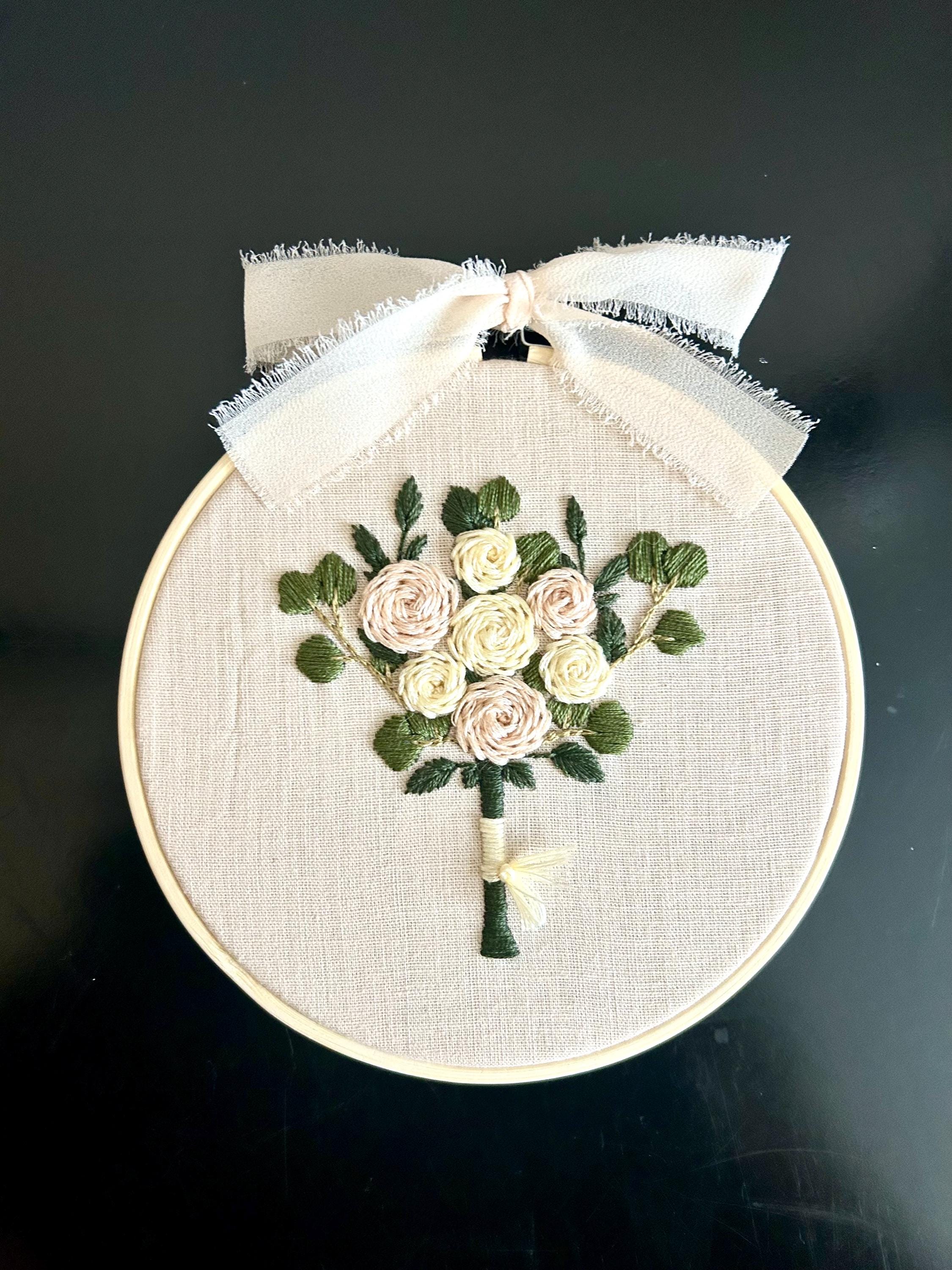 Finished Bouquet Hoop – Floral Embroidery Art – 6" Handmade Wall Decor ...