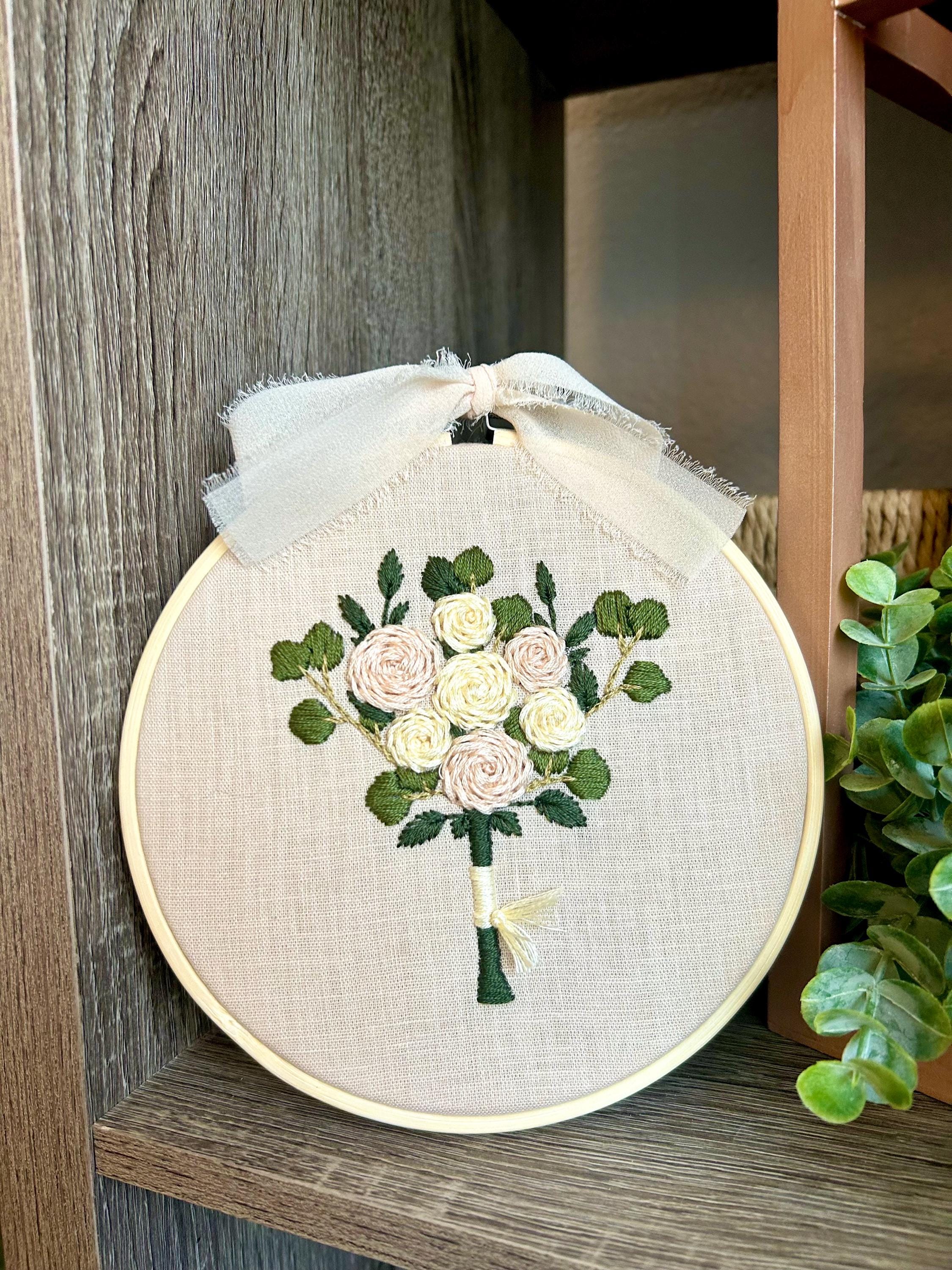 Finished Bouquet Hoop – Floral Embroidery Art – 6" Handmade Wall Decor ...