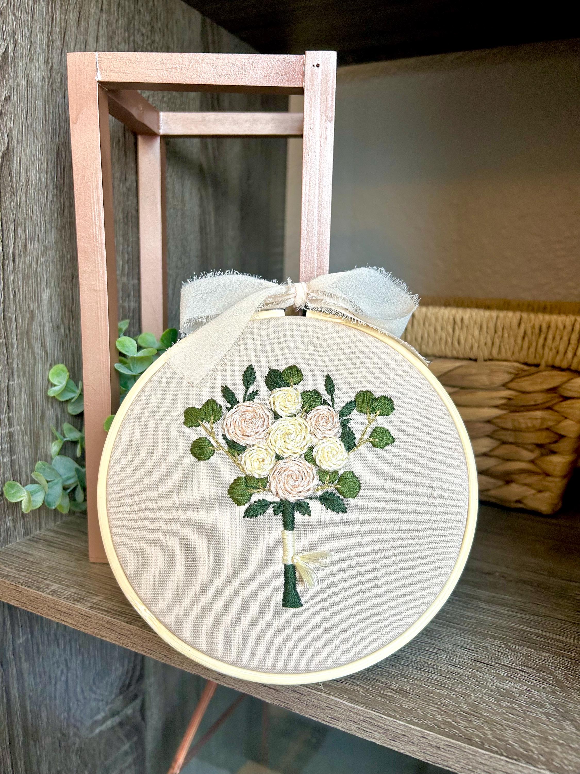 Finished Bouquet Hoop – Floral Embroidery Art – 6" Handmade Wall Decor ...