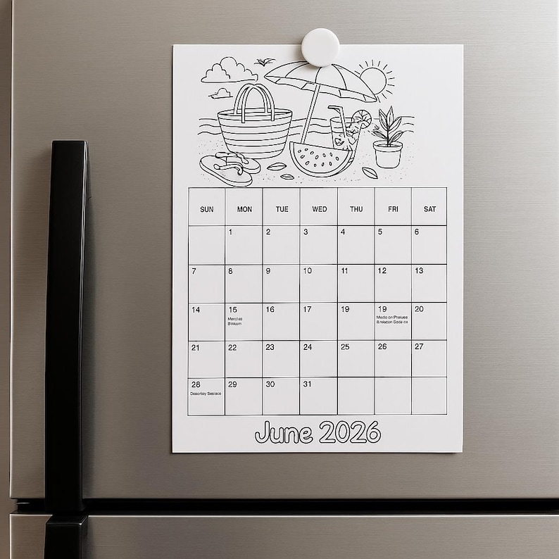 2026 COLORING CALENDAR PRINTABLE | Monthly Coloring Pages Calendar ...