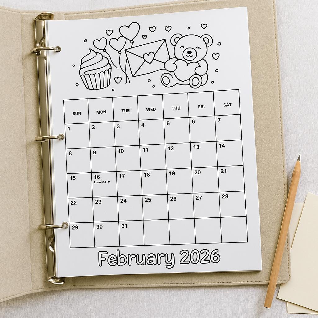 2026 COLORING CALENDAR PRINTABLE | Monthly Coloring Pages Calendar ...