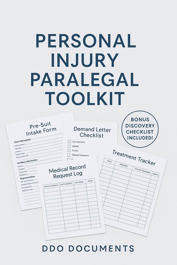 Personal Injury Paralegal Toolkit | Editable Legal Templates & Checklists | Intake, Demand, Records, Discovery