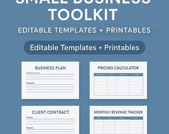 Small Business Toolkit | Editable Templates + Printables | Business Plan, Pricing, Contracts, Branding | Instant Download