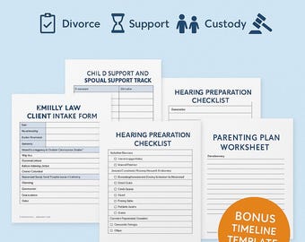 Familienrecht Paralegal Toolkit | Bearbeitbare rechtliche Vorlagen und Checklisten | ©Scheidung, Sorgerecht, Unterstützung, Anhörungen, Elternschaftsplan