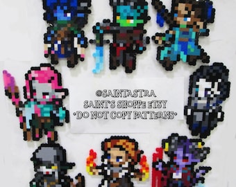 Critical Role Mighty Nein Retro Perlers Bead Sprite Art // Mollymauk Fjord Caleb Jester Beau Nott Yasha Caduceus