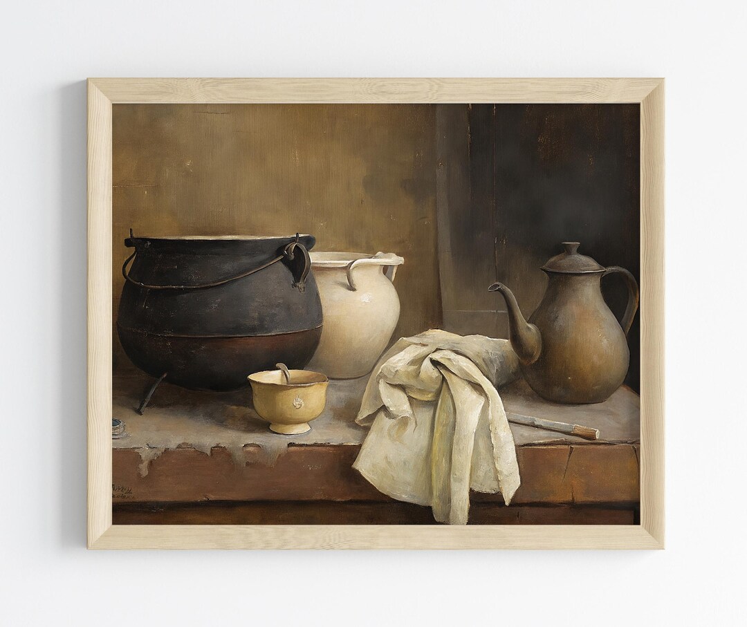 Rustic Kitchen Still Life, Vintage Still Life Digital Print, Serene ...