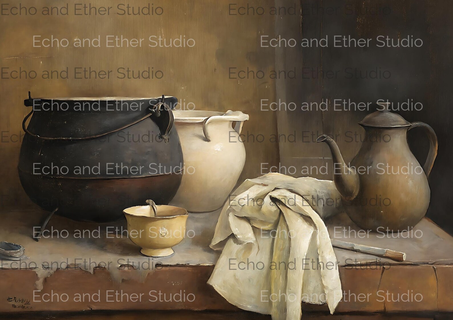Rustic Kitchen Still Life, Vintage Still Life Digital Print, Serene ...