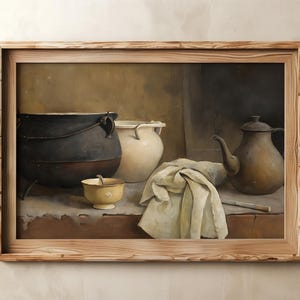 Rustic Kitchen Still Life, Vintage Still Life Digital Print, Serene ...