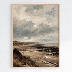 Moody Beach, Vintage Seascape Digital Print, Serene Vintage Wall Art, PRINTABLE Seascape Painting, Instant Download, V0023