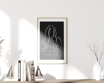 Minimalist Woman Line Art | Black and White Digital Print | Modern Wall Art | Instant Download