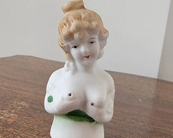 RARE Bisque Half Doll SQUIRTER 3 Inches - Woman - Fill with Water and it squirts out her Breast!