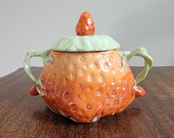 Vintage Royal Bayreuth Bavaria? Figural Strawberry Sugar Bowl