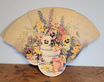 Vintage 1942 3-Part Fan Political Advertisement from Tennessee - Lovely Pansies