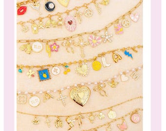 Build Your Own Personalized GOLD Charm Necklace | Choose Up to 15 Charms