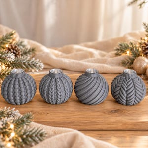 Stabkerzenhalter Strickoptik | Kerzenhalter für LED Kerzen | Wunschfarbe | einzeln oder 4er Set | Adventskranz modern | Skandi Kerzenständer