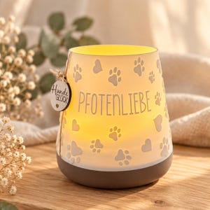 Paw Print Tealight Holder | Dog Decor with Paw Prints and Hearts | Gift for Dog Moms, Dog Owners, and Animal Lovers | LED Light