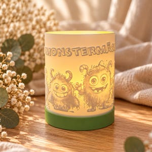 LED Windlicht Monster „Du bist monstermäßig“ | Nachtlicht mit lustigen Monstern | Kinderzimmer Deko | Geschenk für Kinder | 3D Druck