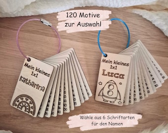 1x1 Lernkarten aus Holz, Einschulung Geschenk, 1x1 Taschentabelle, Geschenk Schulkind, Schulanfang, Rechnen lernen, kleines Einmaleins
