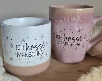 Cheeky ceramic mug "I hate people", funny statement coffee mug, gift for friends, colleagues, humor lovers, witty gift