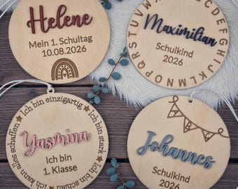 School cone pendant, back to school, girl, boy, wood, back to school gift, school cone pendant, first day of school, schoolchild, personalized