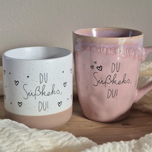 Keramiktasse „Du Süßkeks, du!“, süße Kaffeetasse mit Spruch, liebevolles Geschenk für Freundin, Partner, Lieblingsmensch, Becher, Coffee Mug