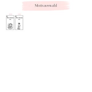 May include: A selection chart titled Motivauswahl featuring two rectangular labels numbered 109 and 110. Each label contains the text Mein kleines 1x1 and a black and white line drawing, showing a mermaid on 109 and a child with a soccer ball on 110.