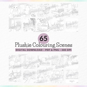 Más de 60 escenas de peluches para colorear: Paquetes de actividades, manualidades y descarga digital.