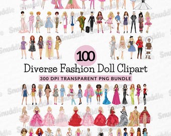 100 Y2K Fashion Dolls Clipart Set: Girly, Birthday, Cake Topper, Invites, Stickers, Scrapbooking, DIY