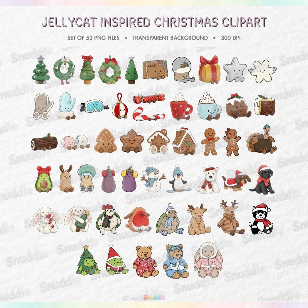 50-jellycat-inspired-christmas-clipart-transparent-background