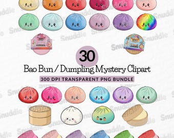Bao Bun / Dumpling Toy Clipart: Kawaii, Mystery Plushie, Stickers, Scrapbooking, DIY (Digital Download)