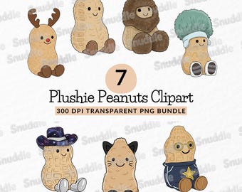 Plushie Peanut Clipart Set: Transparent Background, Stickers, T-Shirts Scrapbooking, DIY