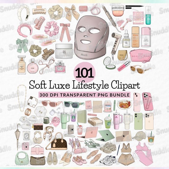 100+ Girly Cosmetics & Lifestyle Clipart: Stickers, Cake Topper, Planner, T Shirts, Scrapbooking, DIY