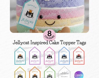 8 Custom Jellycat Inspired Cake Topper Tags: DIY Crafts, Party, Event, PNG, Canva Template