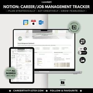 Notion: Career Management Dashboard | Job Seekers | Career Development | Application Tracker | Work & Employment | Professional Growth