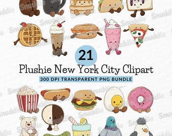 Plushie NYC Clipart Set: Transparent Background, Stickers, Scrapbooking, DIY