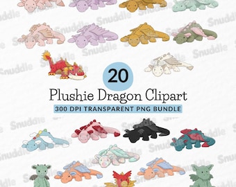 Plushie Dragon Clipart: Transparent Background, Stickers, Invites, T-Shirts, Scrapbooking, DIY