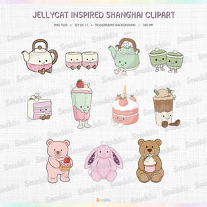 Jellycat Inspired Shanghai Clipart Set: Transparent Background, Stickers, Scrapbooking, DIY