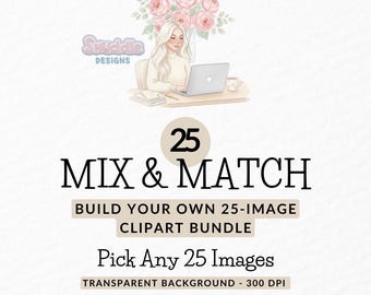 Mix & Match Clipart Bundle: 25 Custom PNG Images, Pick Your Own Clipart, DIY Crafts