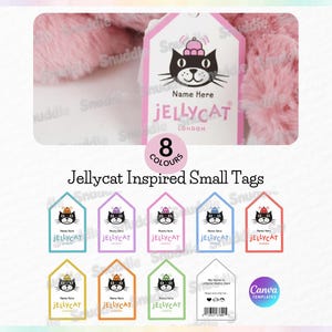 8 Custom Jellycat Inspired Tush Tags: DIY Crafts, One Size, PNG, SVG, Canva Template