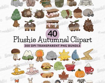 Plushie Autumnal Clipart Set: Transparent Background, Stickers, T-Shirt, Scrapbooking, DIY