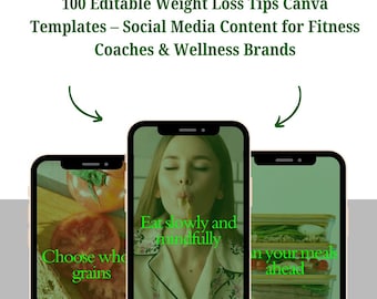 Weight Loss Tips: Social Media Content Canva Templates for Fitness Coaches (Digital Download)