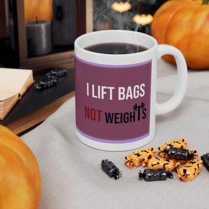 I Lift Bags, Not Weights Poodle Coffee Mug | Luxury dog coffee Cup for Dog Moms | Puppy Lover Gift for her | Elegant Pet Parent Drinkware
