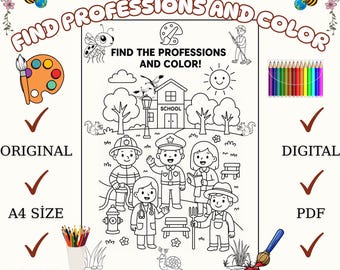 Beroepen Kleurplaat: carrièreactiviteit voor kinderen (pdf-download, A4-formaat)