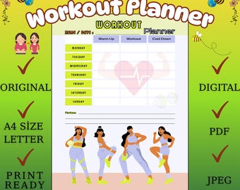 Weekplanner: afdrukbare fitnesstracker (pdf-download, A4-formaat)