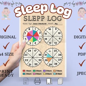 Grafiek babyslaaptracker - pasgeboren baby, logboek baby - afdrukbare digitale download - afdrukbaar slaaplogboek baby - tracker, grafiek
