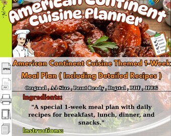 Keukenmaaltijdplan Amerikaans continent: 7-daagse recepten (pdf en jpeg)
