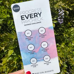 Watercolor Savings Challenge Tracker: Laminated Cash Stuffing Supplies
